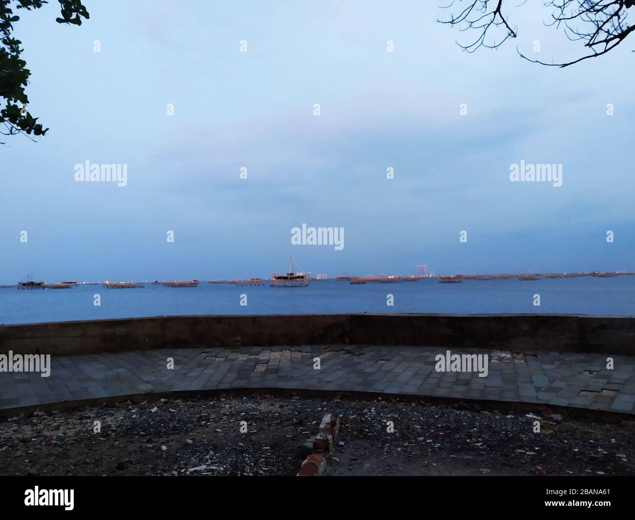 Views of the calm ocean of an island Stock Photo