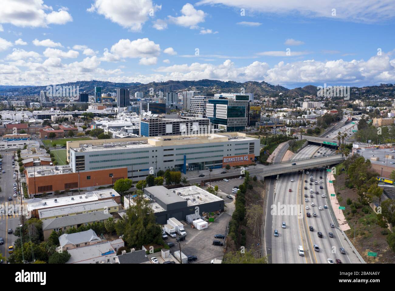 Aerial Views of Hollywood California Stock Photo