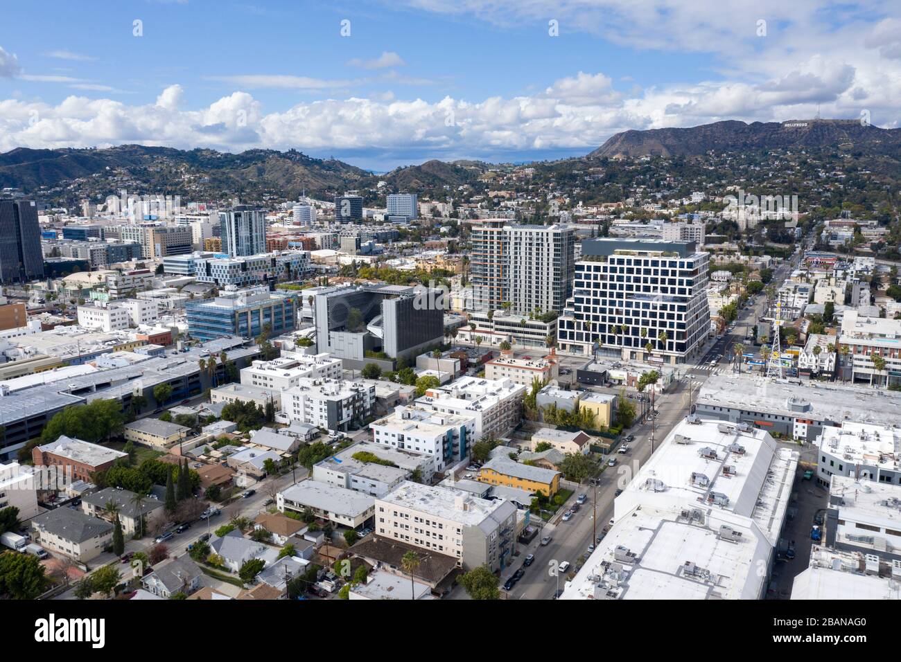 Aerial Views of Hollywood California Stock Photo