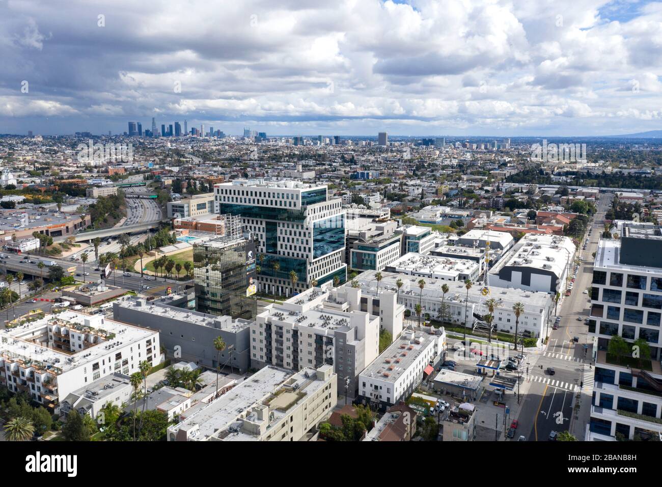 Aerial Views of Hollywood California Stock Photo