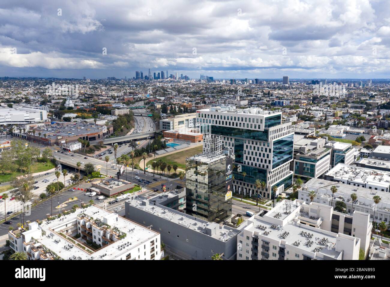 Aerial Views of Hollywood California Stock Photo