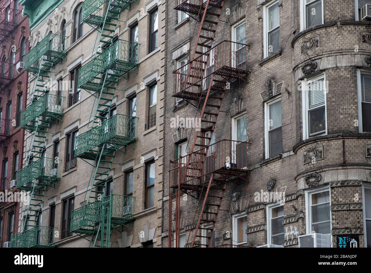 Fire escapes in New York, USA, US Stock Photo