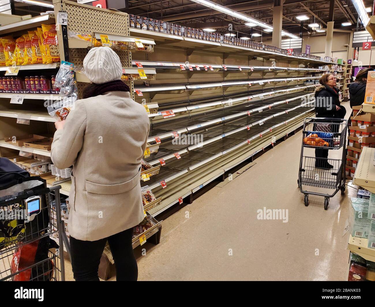 Montreal, Canada March 22, 2020 Empty shelves in grocery store