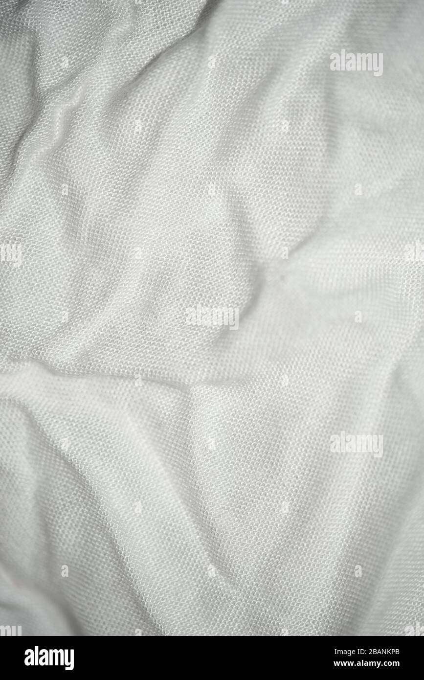 White fabric texture background, Crumpled white fabric texture Stock Photo
