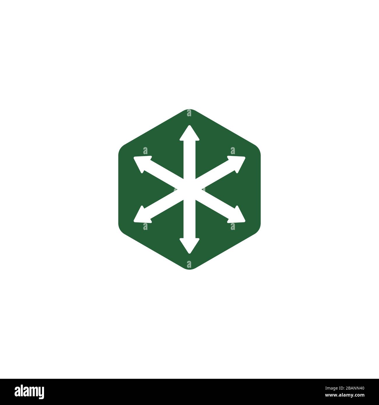 abstract hexagonal spread arrows simple geometric design logo vector Stock Vector