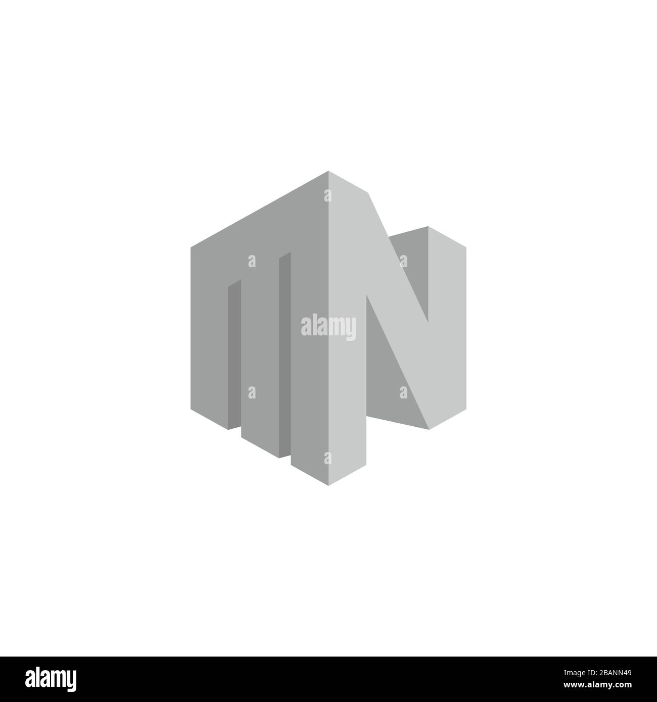 letter mn simple geometric 3d gradient shadow design logo vector Stock Vector