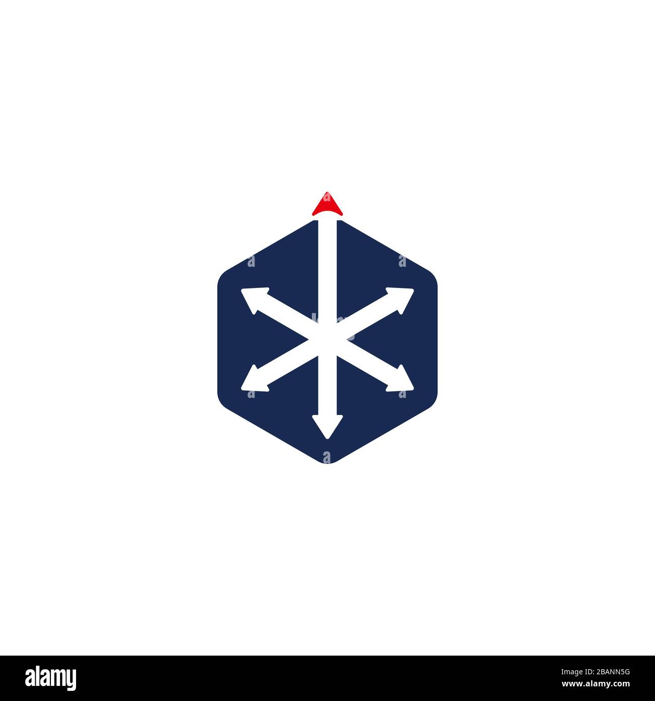 hexagonal motion arrow up geometric design logo vector Stock Vector