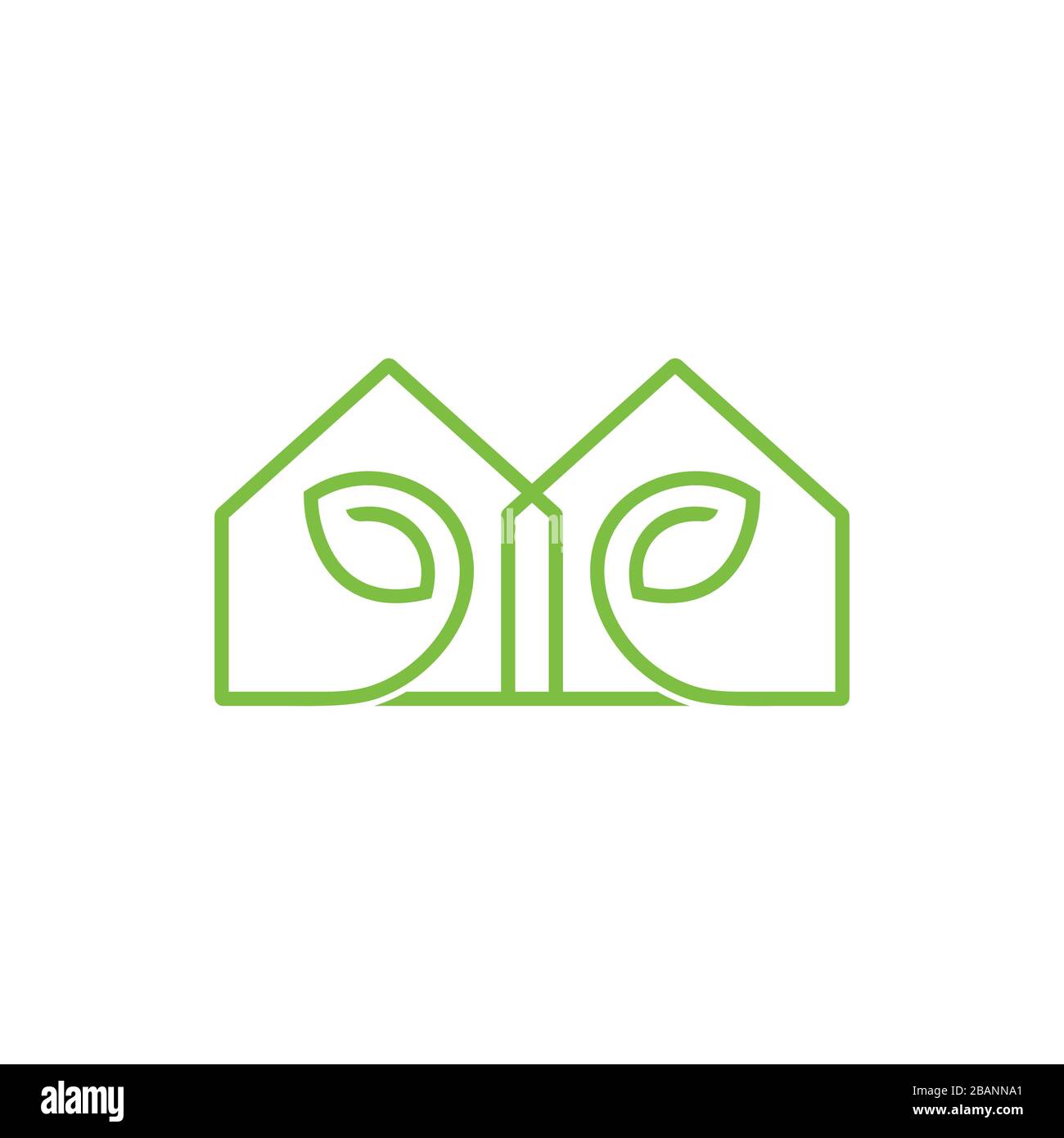 home leaf thin linear logo vector Stock Vector