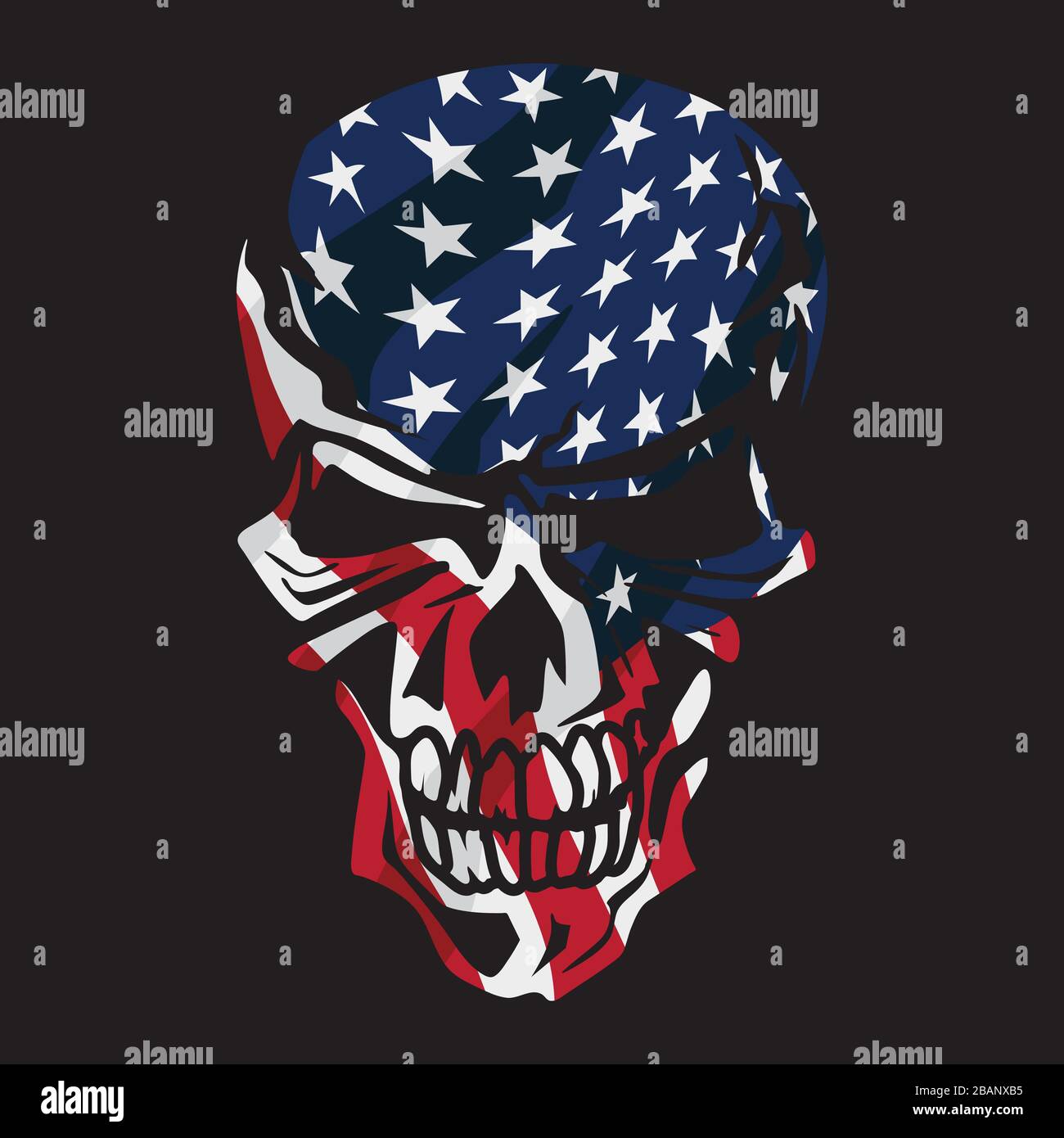 American Flag Skull Isolated Vector Illustration Stock Vector