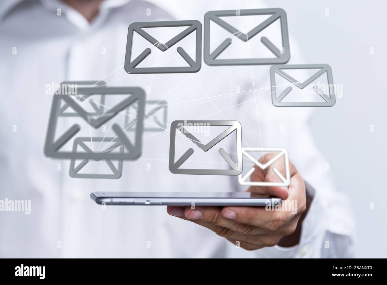 A Hand with an email icon 3d Stock Photo - Alamy