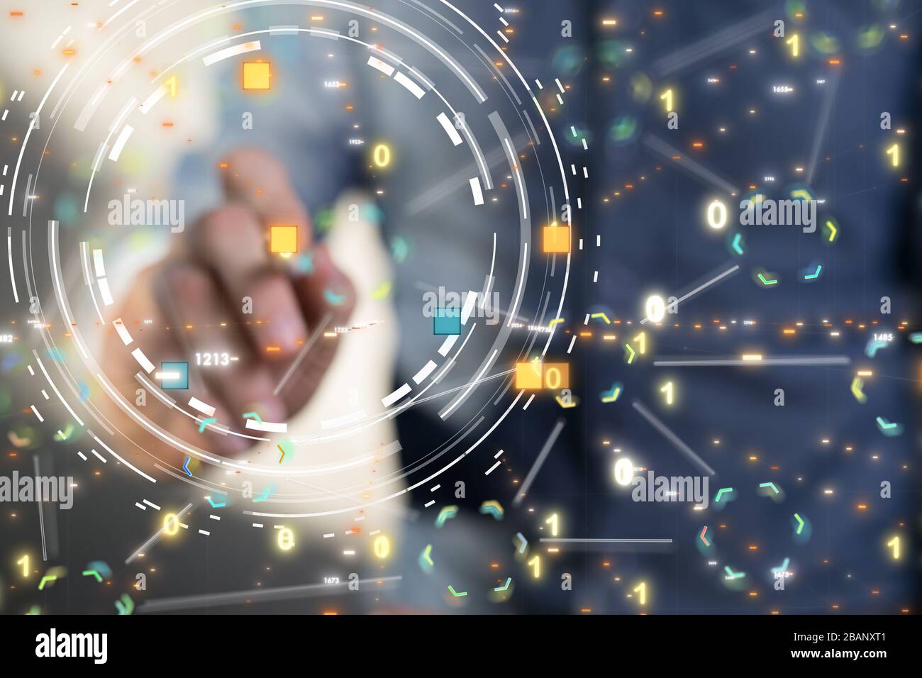 A code data concept in hand media Stock Photo
