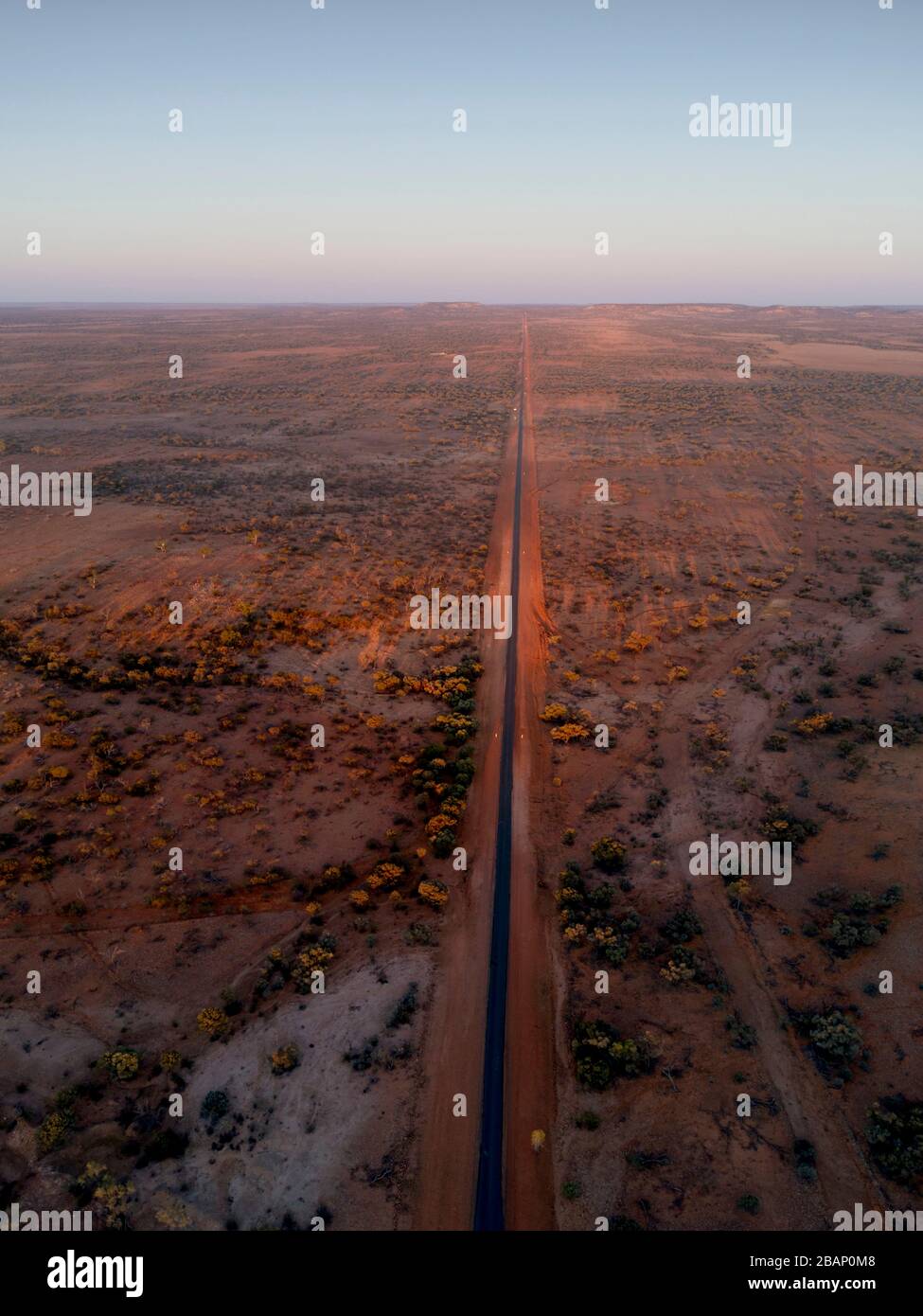 Aerial of Adventure Way highway near Thargomindah Bulloo Shire