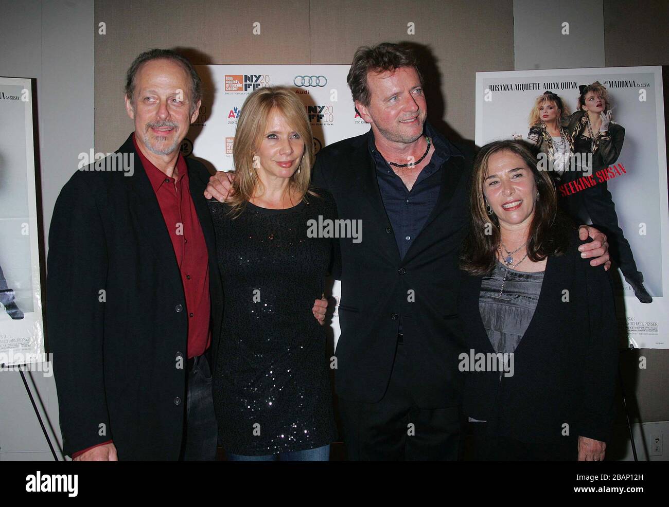 Sept. 23, 2010 - New York, N.Y, USA - MARK BLUM, ROSANNA ARQUETTE, AIDAN QUINN AND SUSAN SEIDELMAN arrive for the 25th Anniversary screening of ''Desperately Seeking Susan'' at the Walter Reade Theater at Lincoln Center in New York. (Credit Image: © Globe Photos/ZUMApress.com) Stock Photo