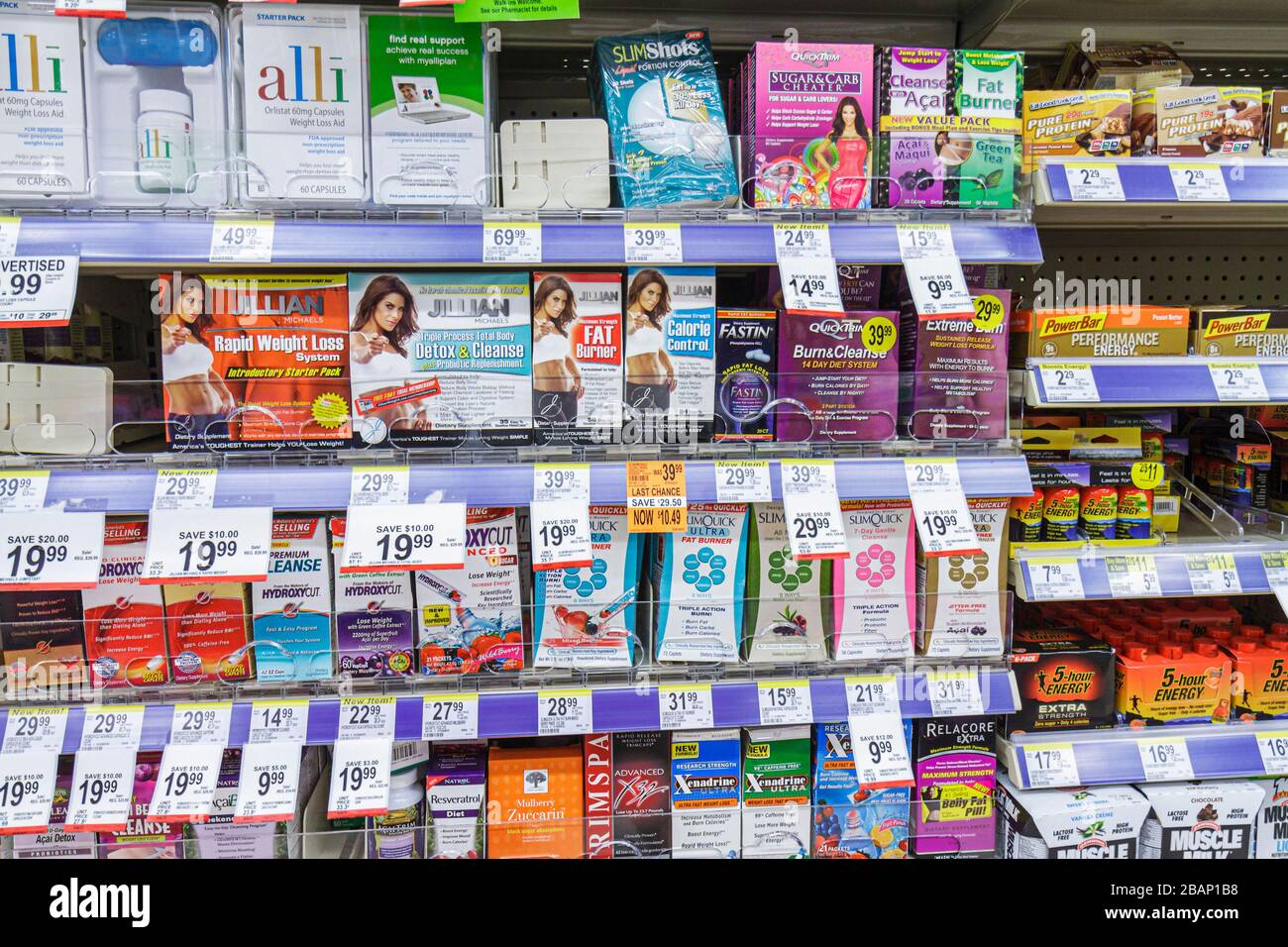 Miami Beach Florida,Walgreens,pharmacy,drugstore,display sale shelf shelves,weight loss,FL110116013 Stock Photo