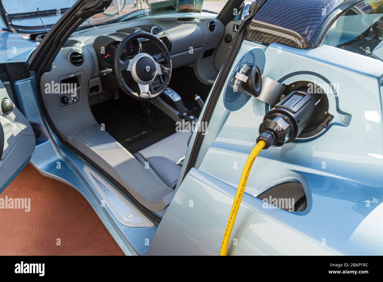 Miami Beach Florida,Tesla electric car,vehicle,FL110116089 Stock Photo