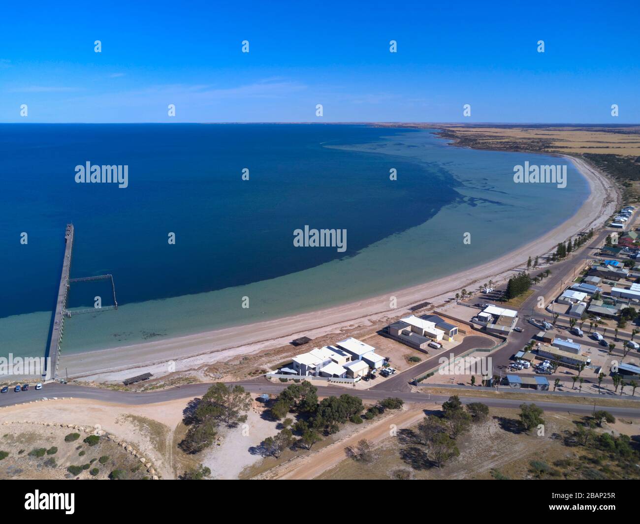 Aerial of the small coastal fishing village of Smoky Bay Eyre Peninsula