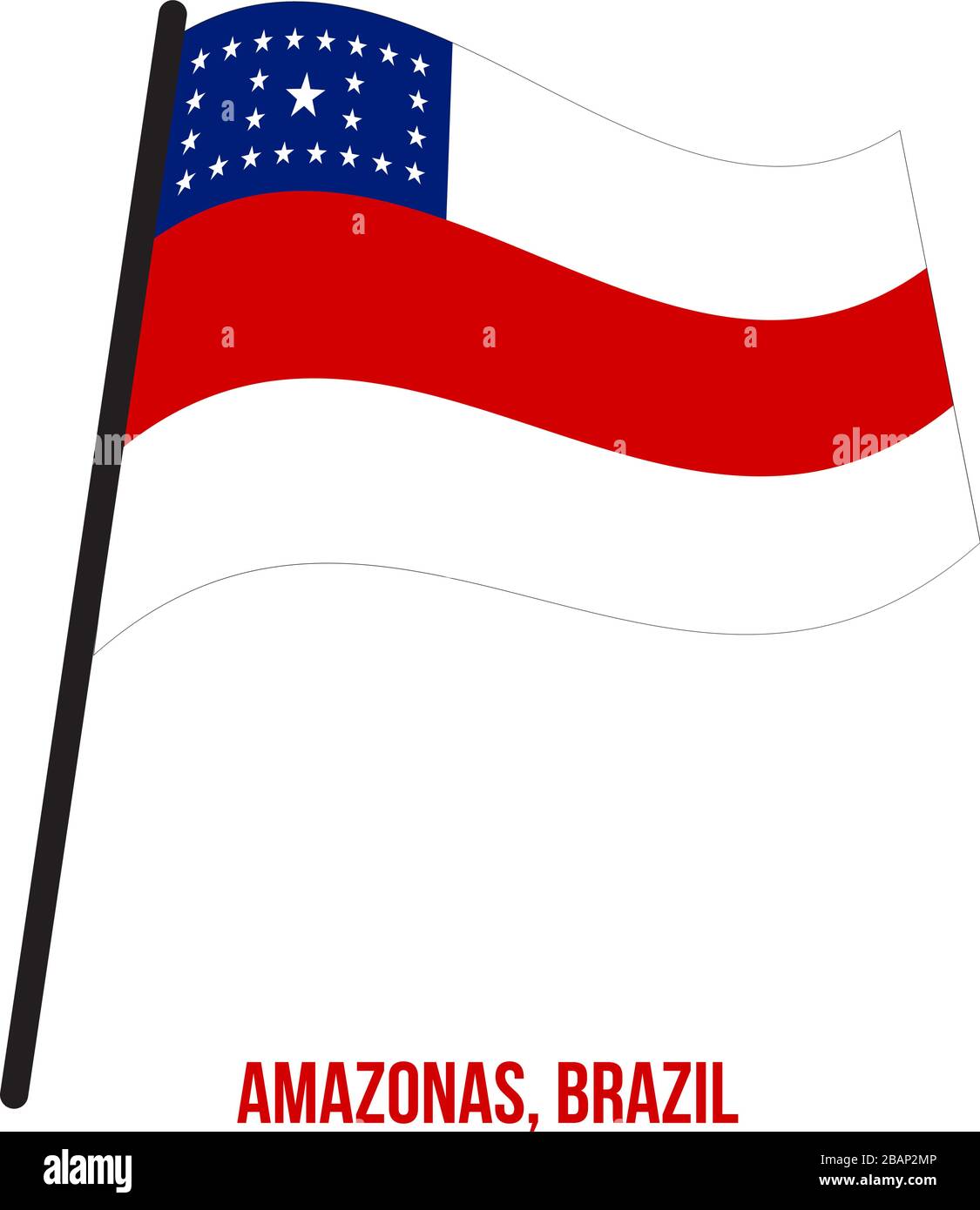 Amazonas Flag Waving Vector Illustration on White Background. States Flag of Brazil. Stock Vector