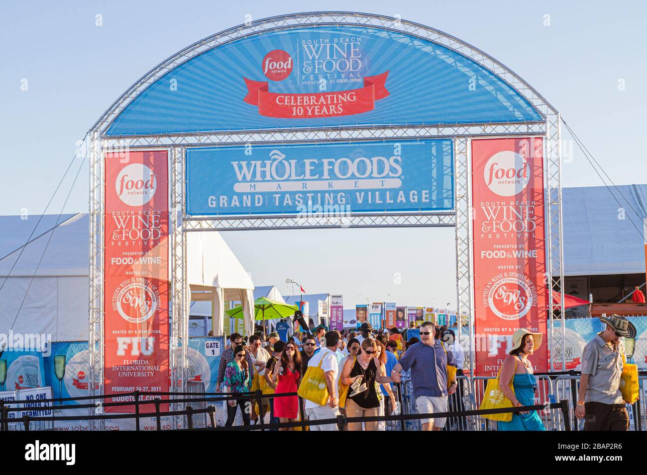 Miami Beach Florida,South Beach Wine & Food Festival,Grand Tasting Village,sponsors,entrance,FL110228011 Stock Photo