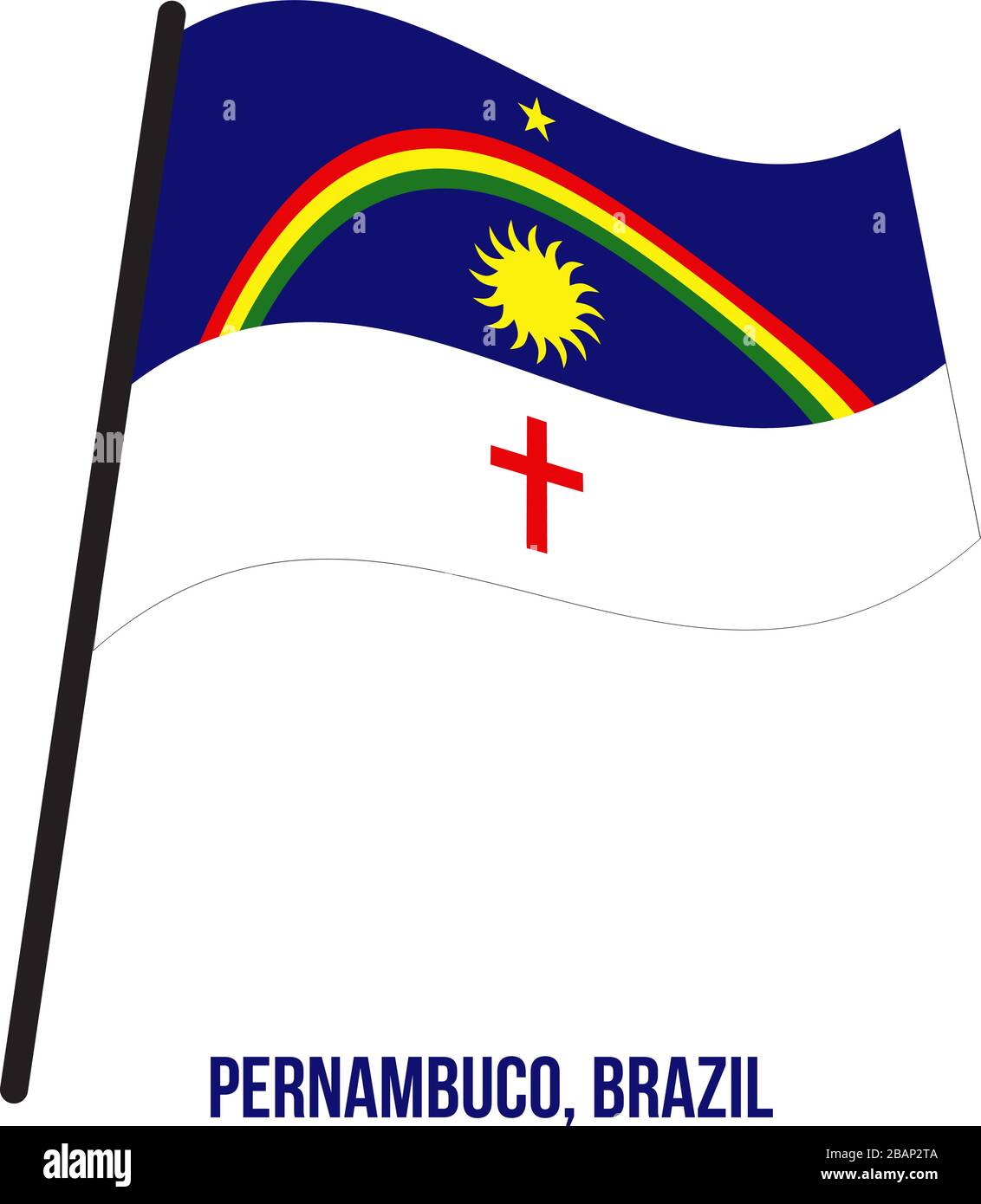 Pernambuco Flag Waving Vector Illustration on White Background. States
