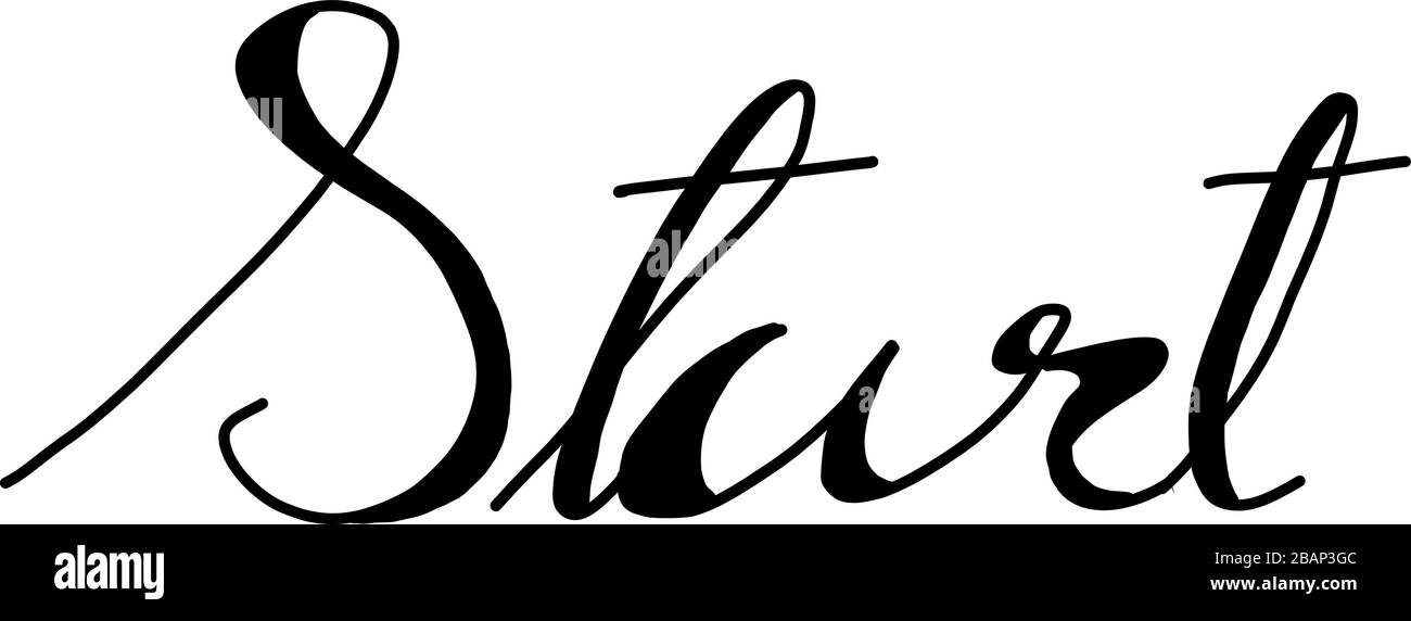 Black hand drawing in word start on white background Stock Vector Image