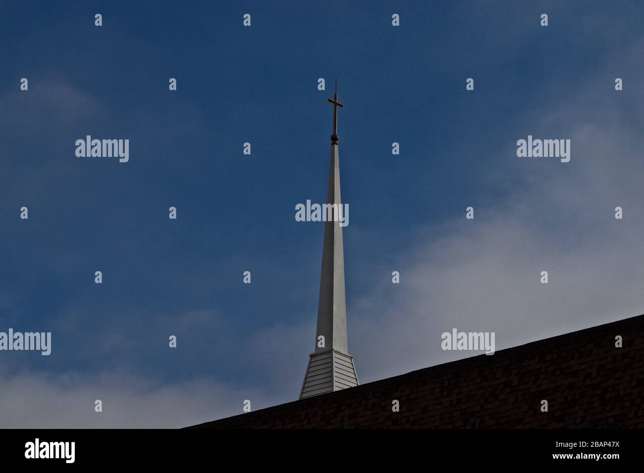 City Church Steeple, Canyon, Texas Stock Photo