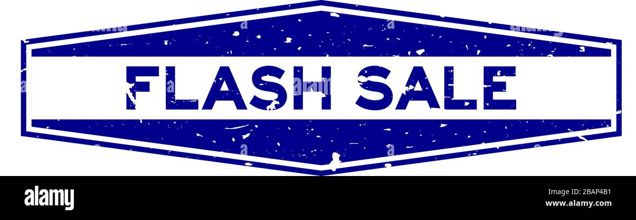 Grunge blue flash sale word hexagon rubber seal stamp on white ...