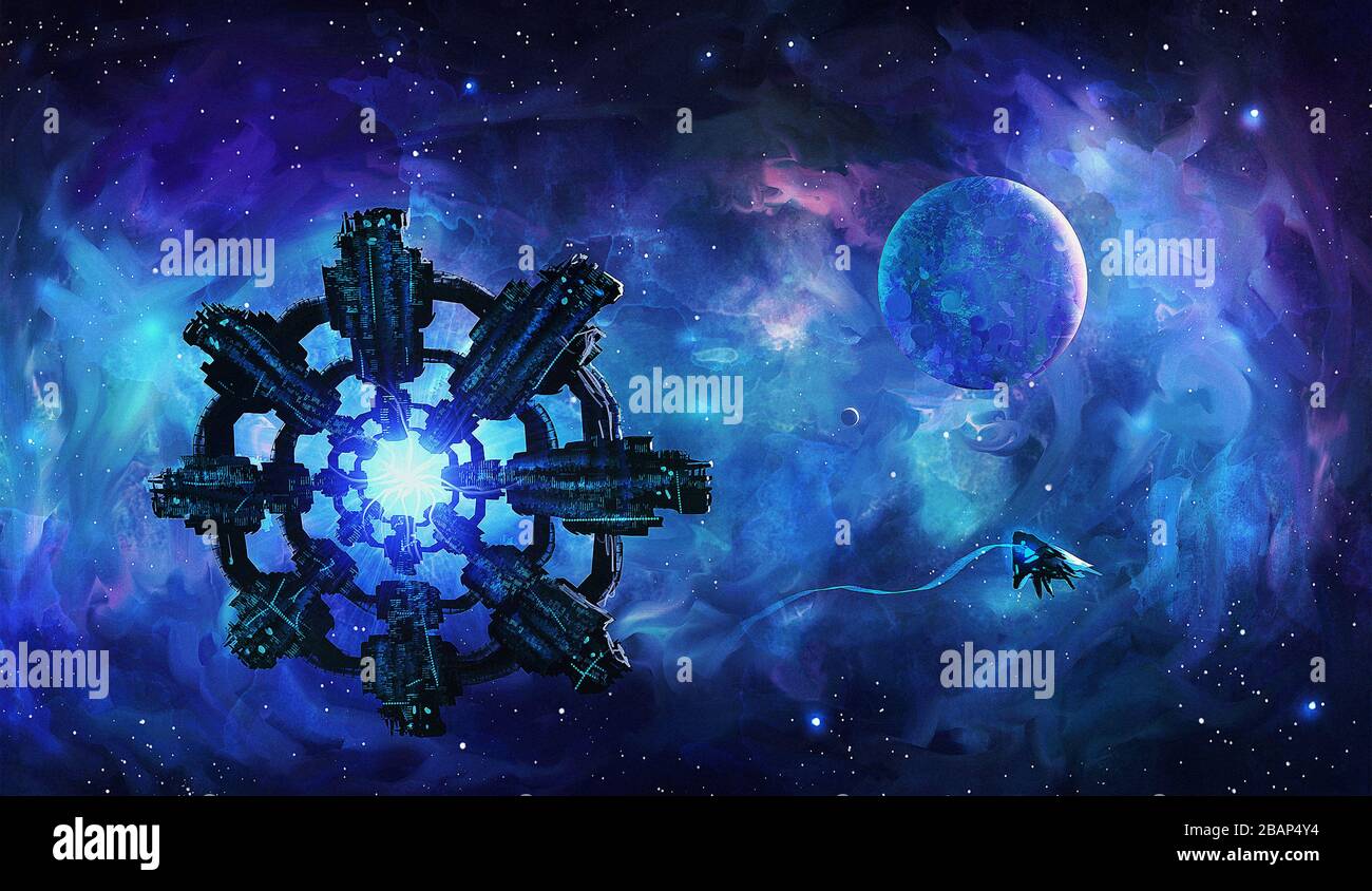 Artistic 3d illustration of an extraterrestrial aliens invasion ...