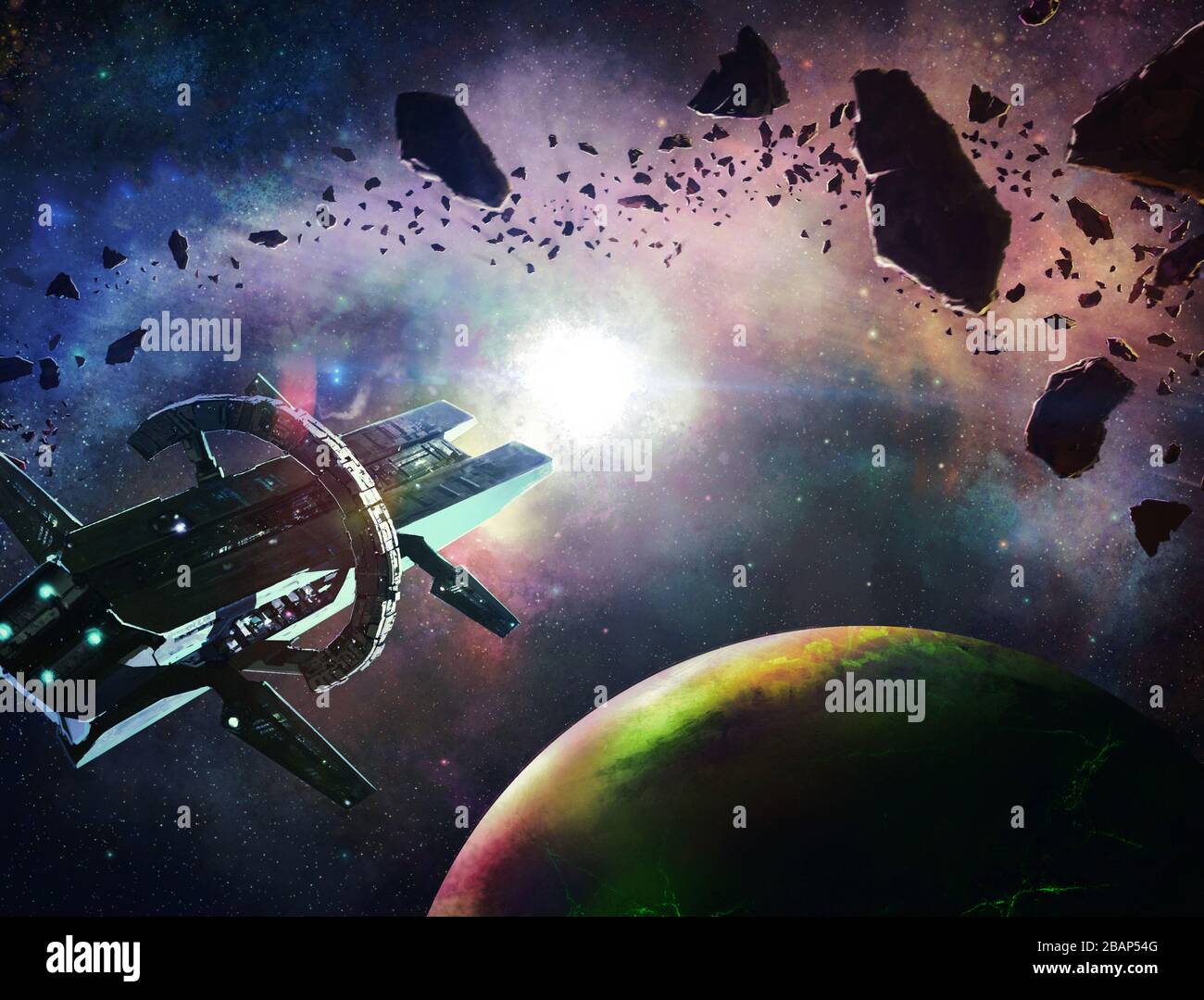 Abstract 3d illustration of an extraterrestrial aliens invasion ...
