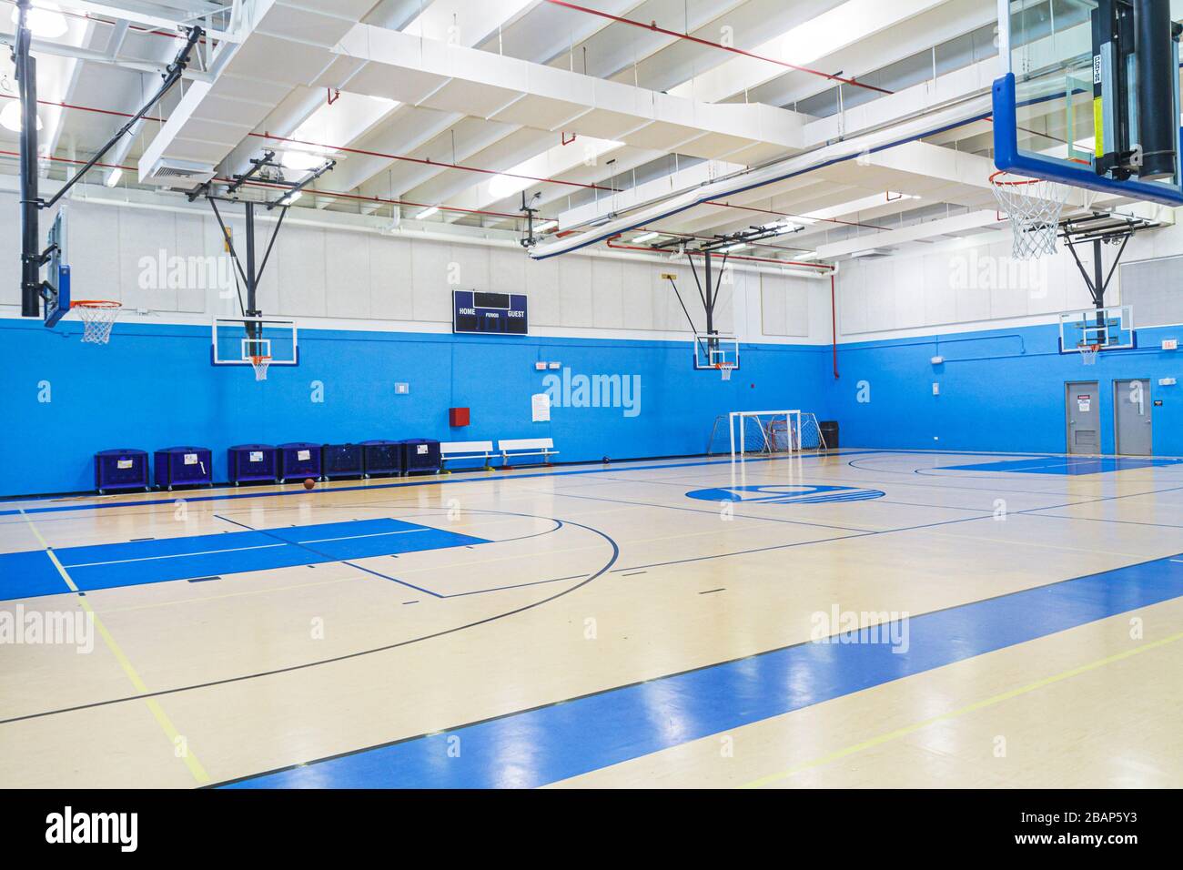 Miami Beach Florida,Scott Rakow Community Center,gymnasium,indoor,basketball court,empty,FL110906064 Stock Photo