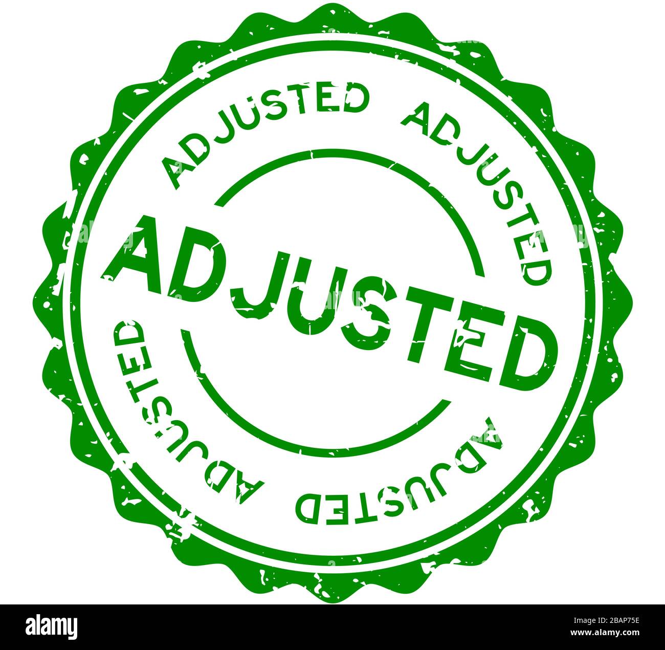 Grunge green adjusted word round rubber seal stamp on white background ...