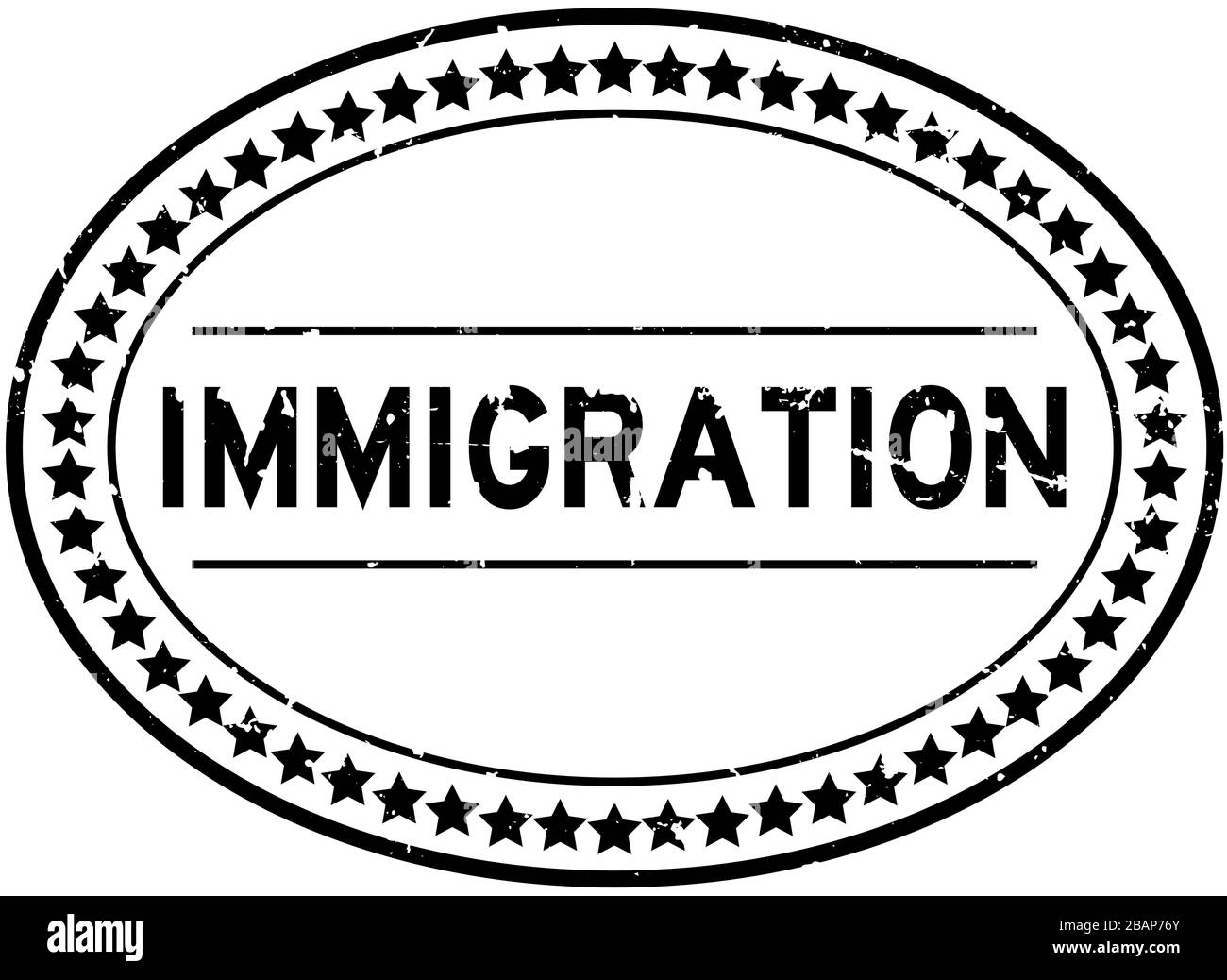Grunge black immigration word oval rubber seal stamp on white background Stock Vector