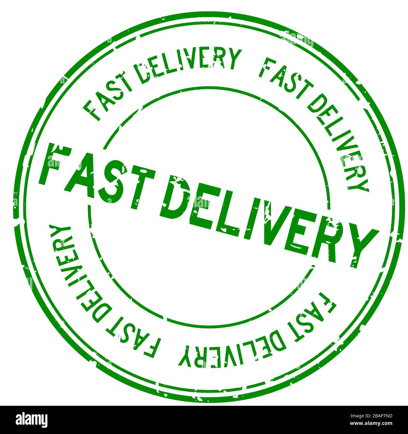 Grunge green fast delivery word round rubber seal stamp on white