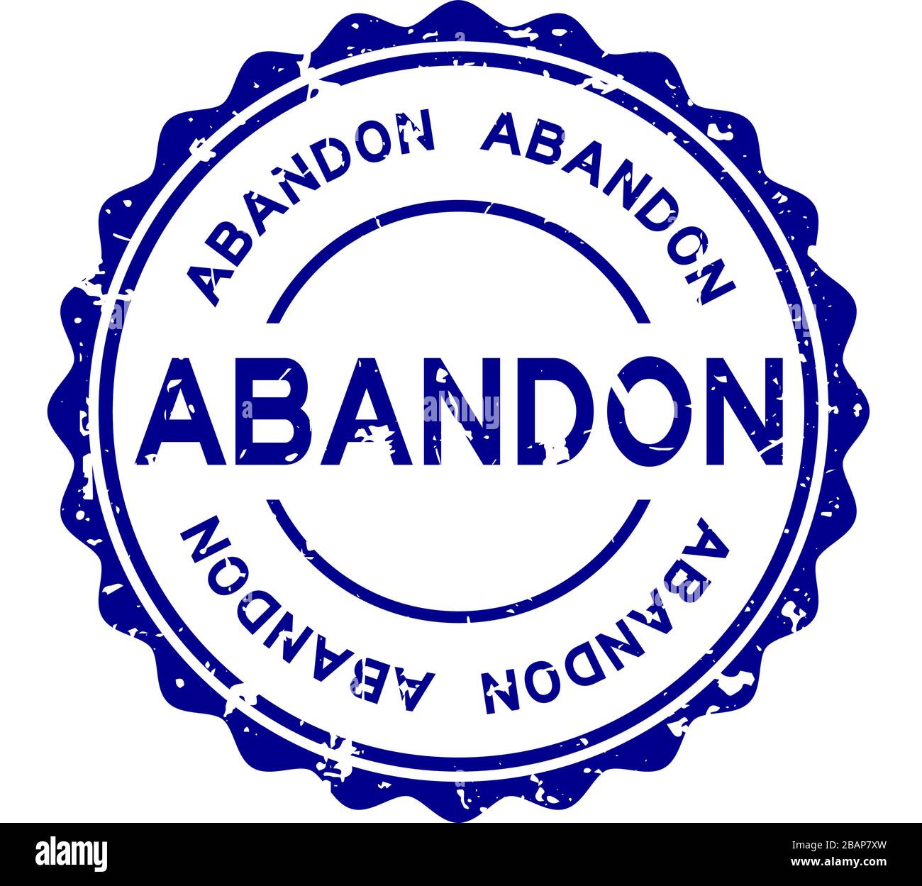 Grunge Blue Abandon Word Round Rubber Seal Stamp On White Background