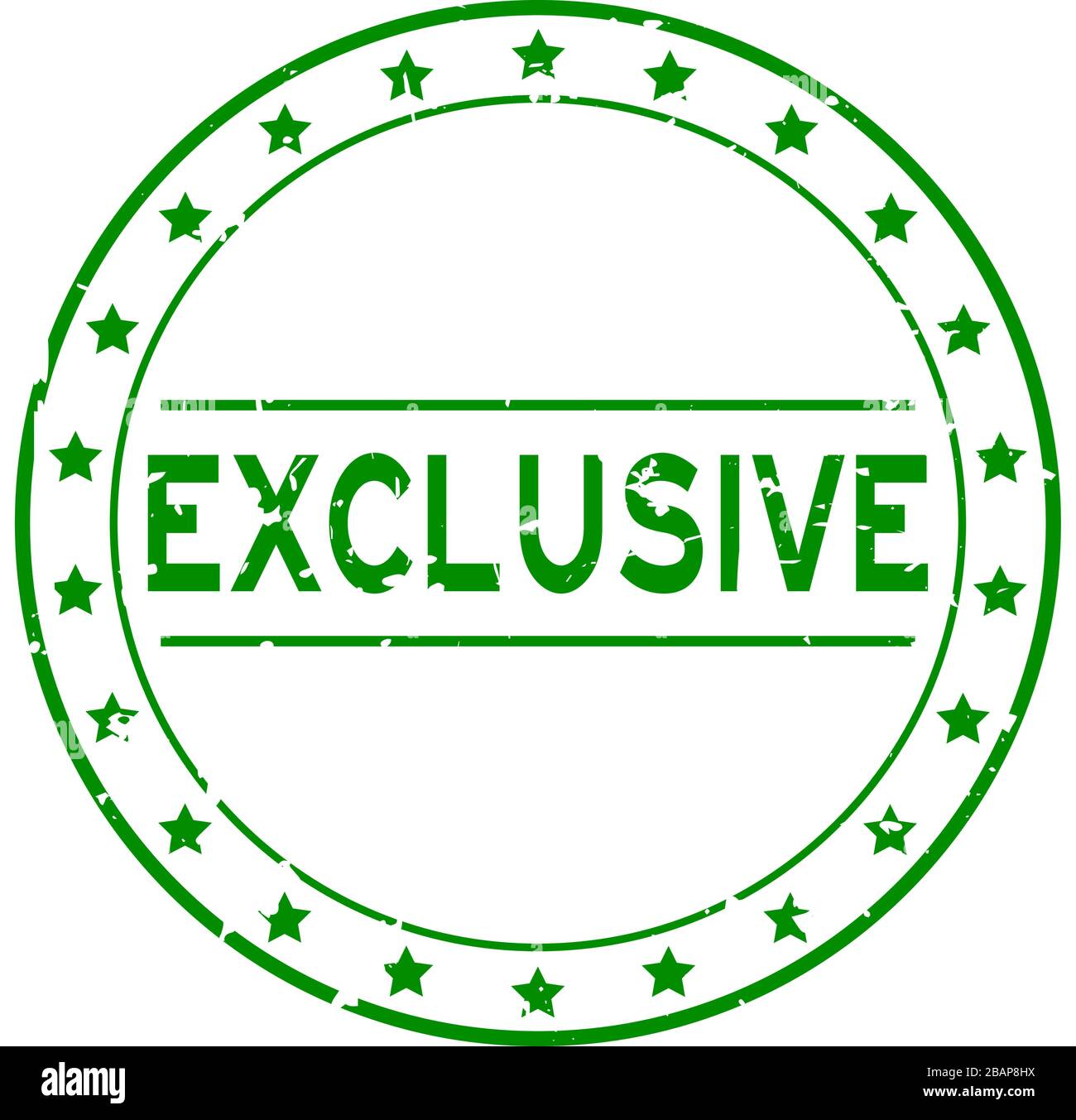 Grunge green exclusive word round rubber seal stamp on white background ...
