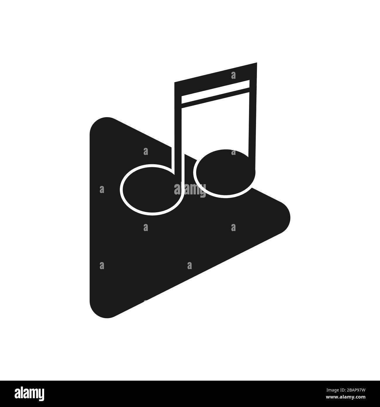 Vector music player icon for websites, apps, and logos. Note on a triangle background Stock Vector