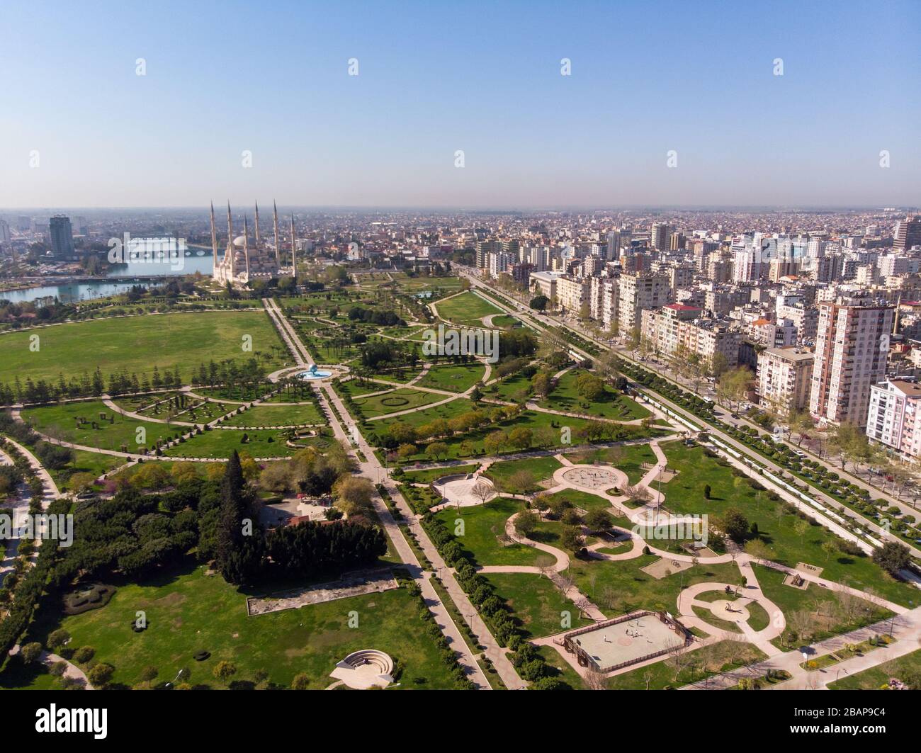 Aerial view of Sabancı Mosque, Adana Turkey on the side of Seyhan River Stock Photo Alamy