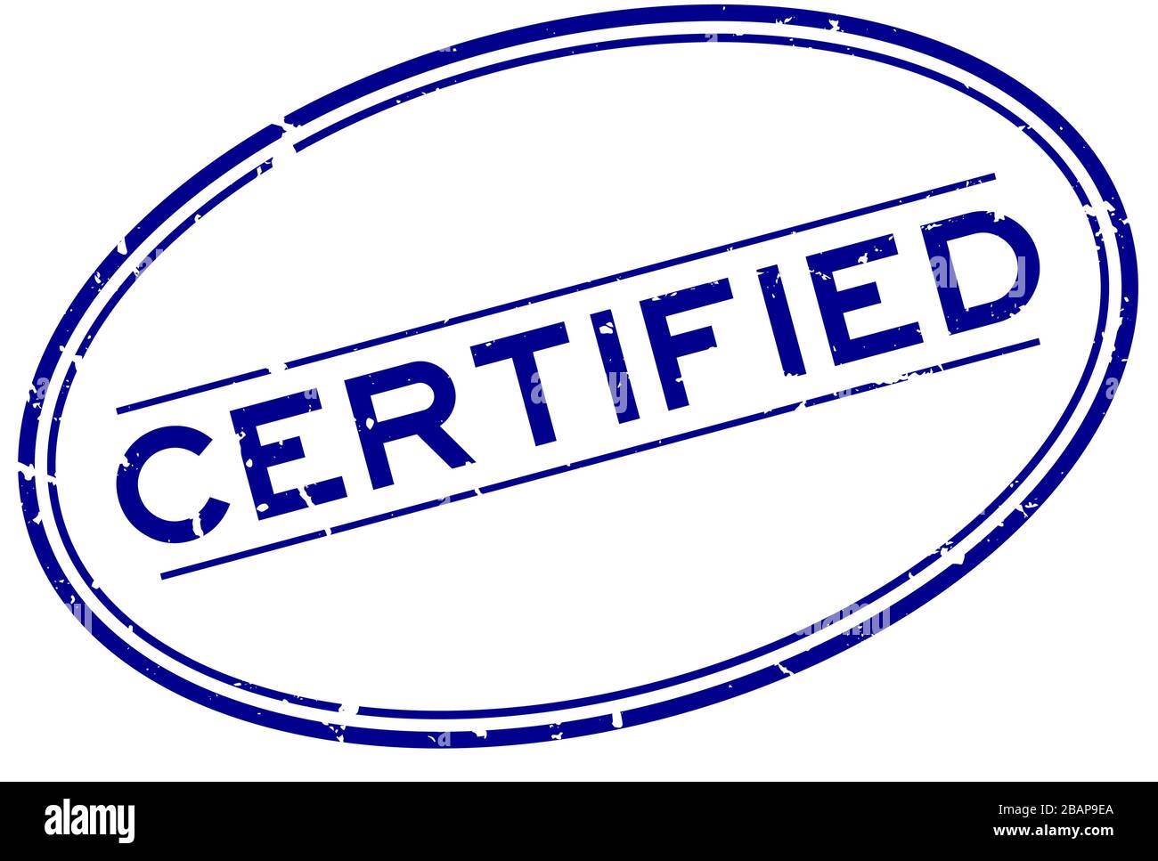 Grunge blue certified word oval rubber seal stamp on white background ...