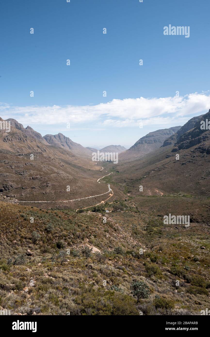 View from the Uitkyk Pass towards Algeria in the Cederberg Mountains in the Western Cape of South Africa Stock Photo