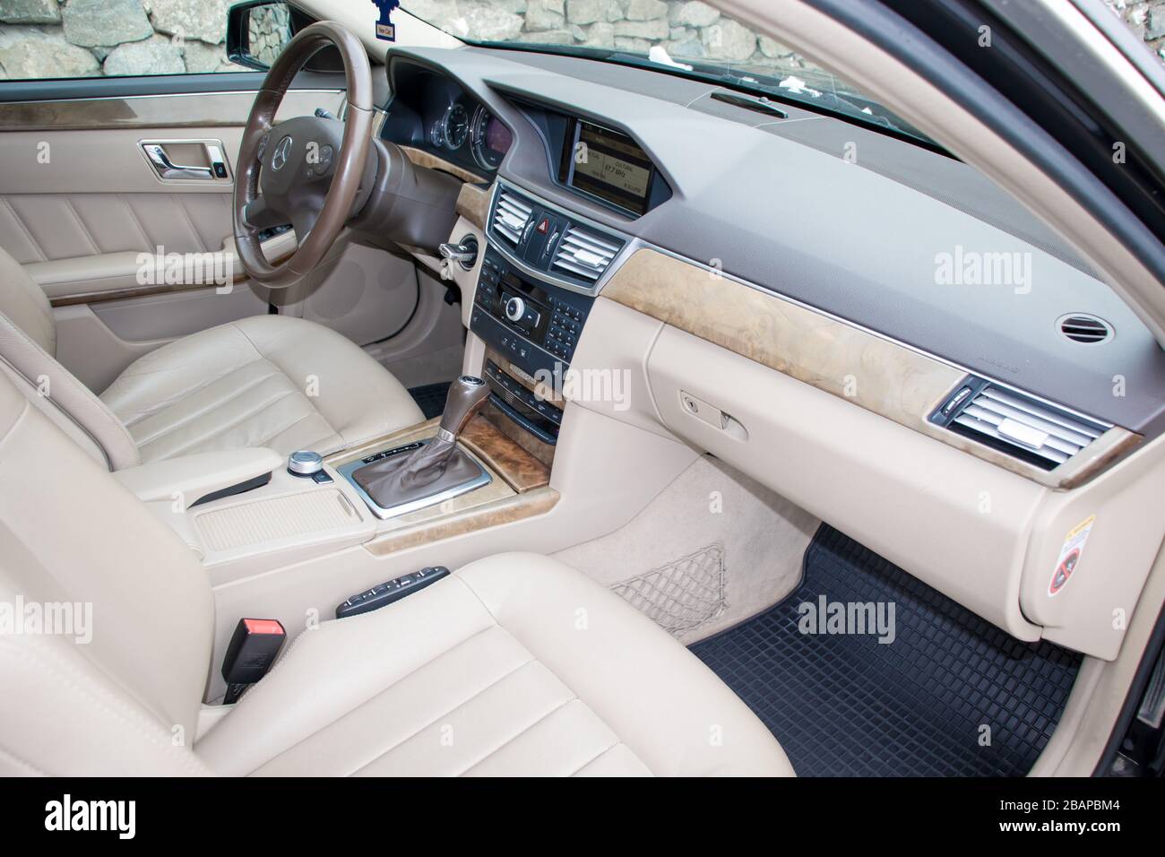 Mercedes Benz W212 - year 2013, Avantgarde equipment, beige leather luxury  interior - E Class 250 CDI, custom made car - employee manufactured car  Stock Photo - Alamy