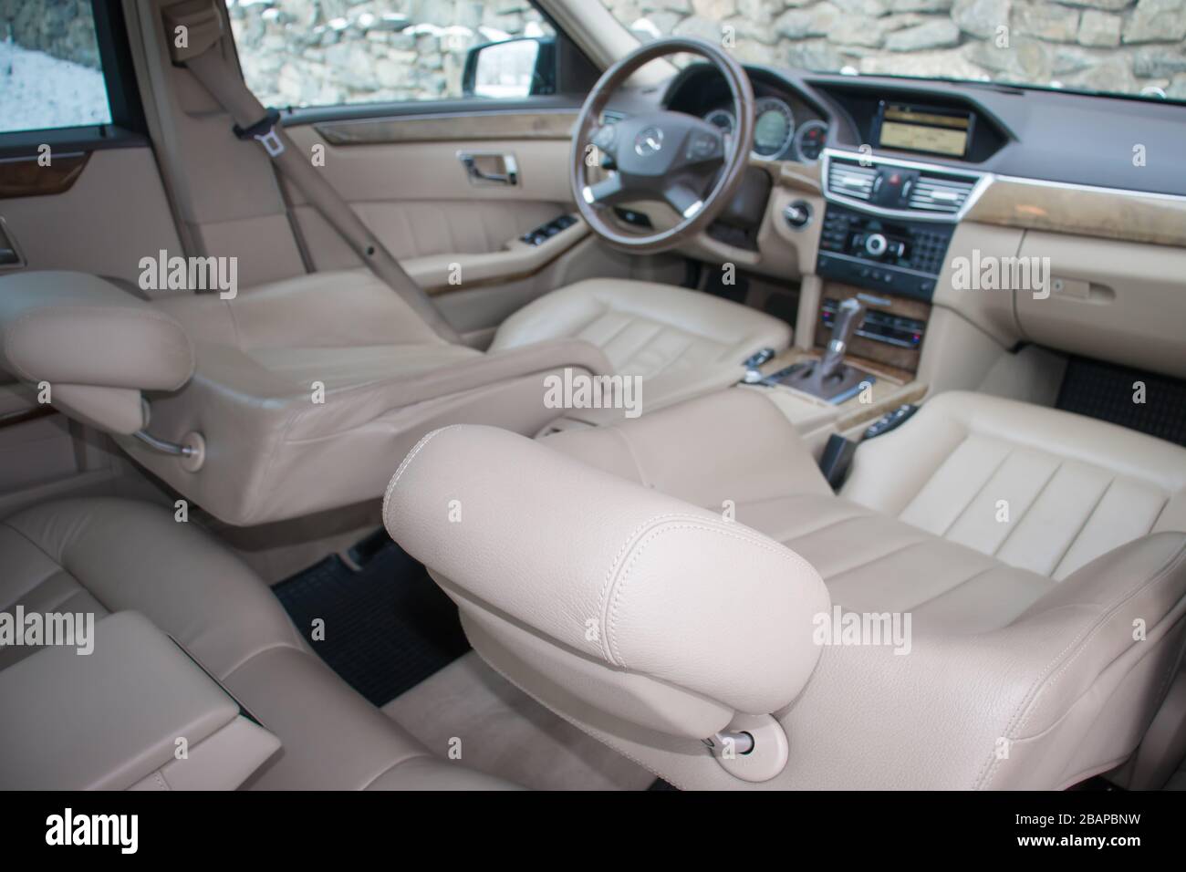 Mercedes Benz W212 - year 2013, Avantgarde equipment, beige leather luxury  interior - E Class 250 CDI, custom made car - employee manufactured car  Stock Photo - Alamy