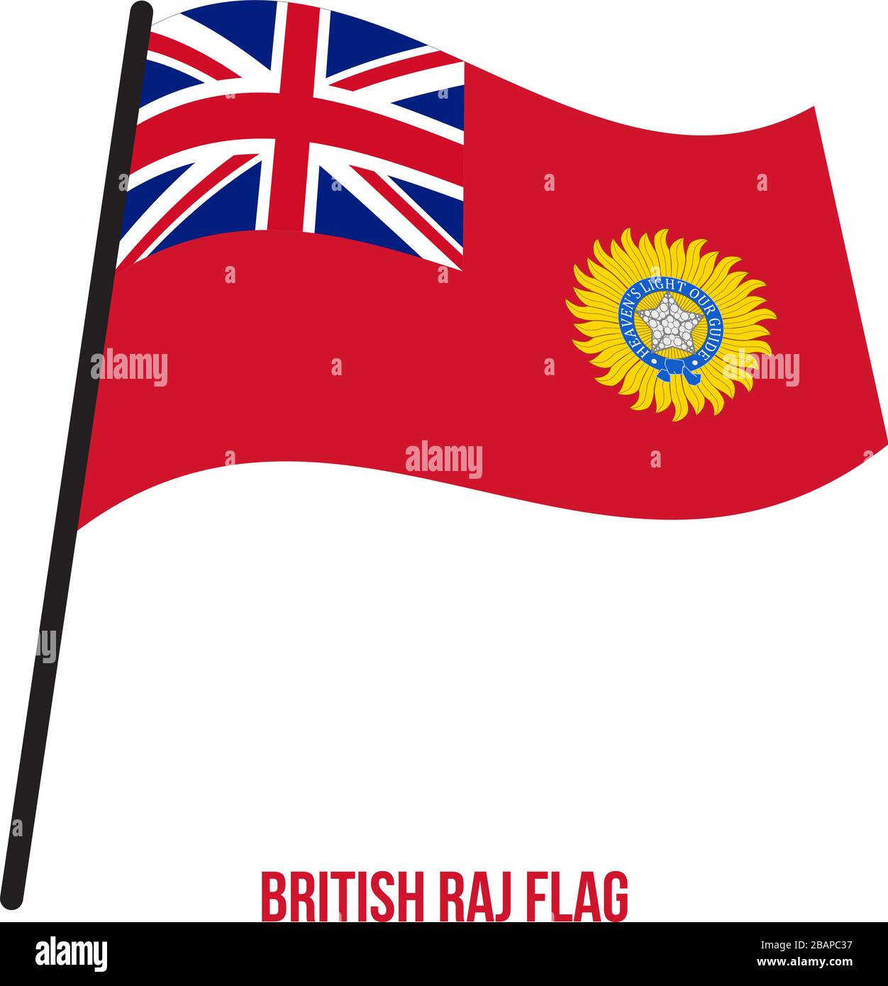 British Raj (1858-1947) Flag Waving Vector Illustration on White Background. East India Company Flag. Stock Vector