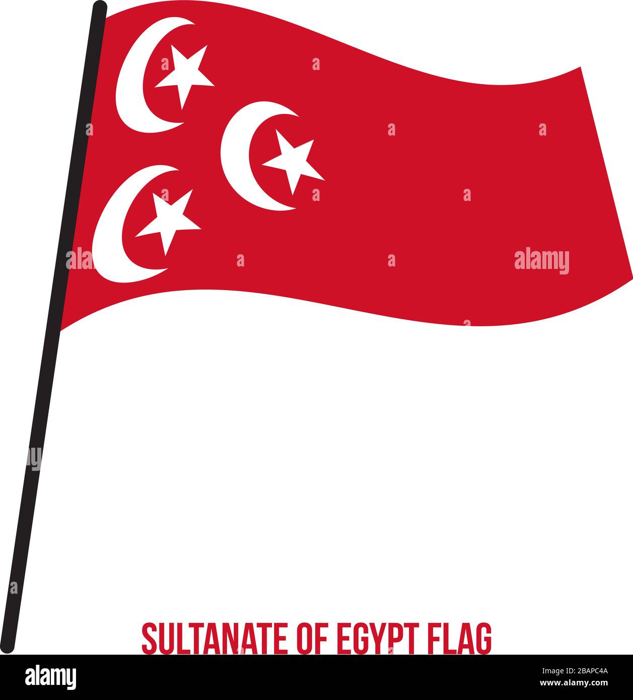 Sultanate of Egypt Flag Waving Vector Illustration on White Background. Egypt Flag. The Sultanate of Egypt was the short-lived protectorate that the U Stock Vector