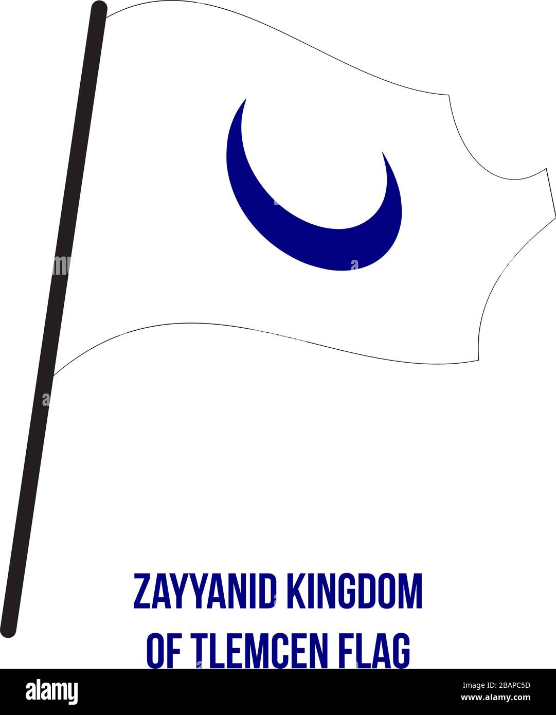 Zayyanid Kingdom of Tlemcen (1338-1488) Flag Waving Vector Illustration on White Background. The Kingdom of Tlemcen or Zayyanid Kingdom of Tlemcen was Stock Vector