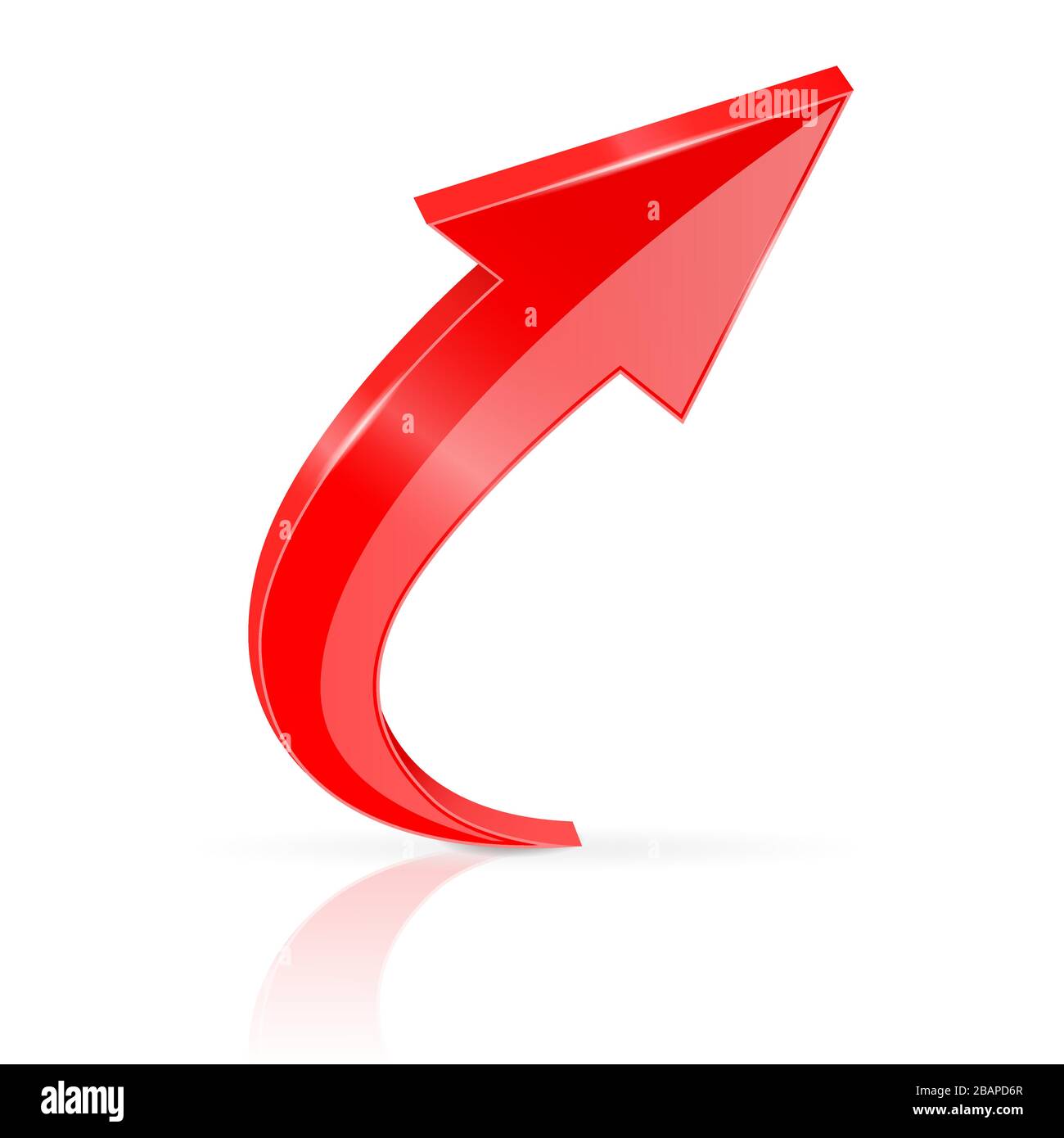 Red UP arrow. Shiny 3d icon Stock Vector