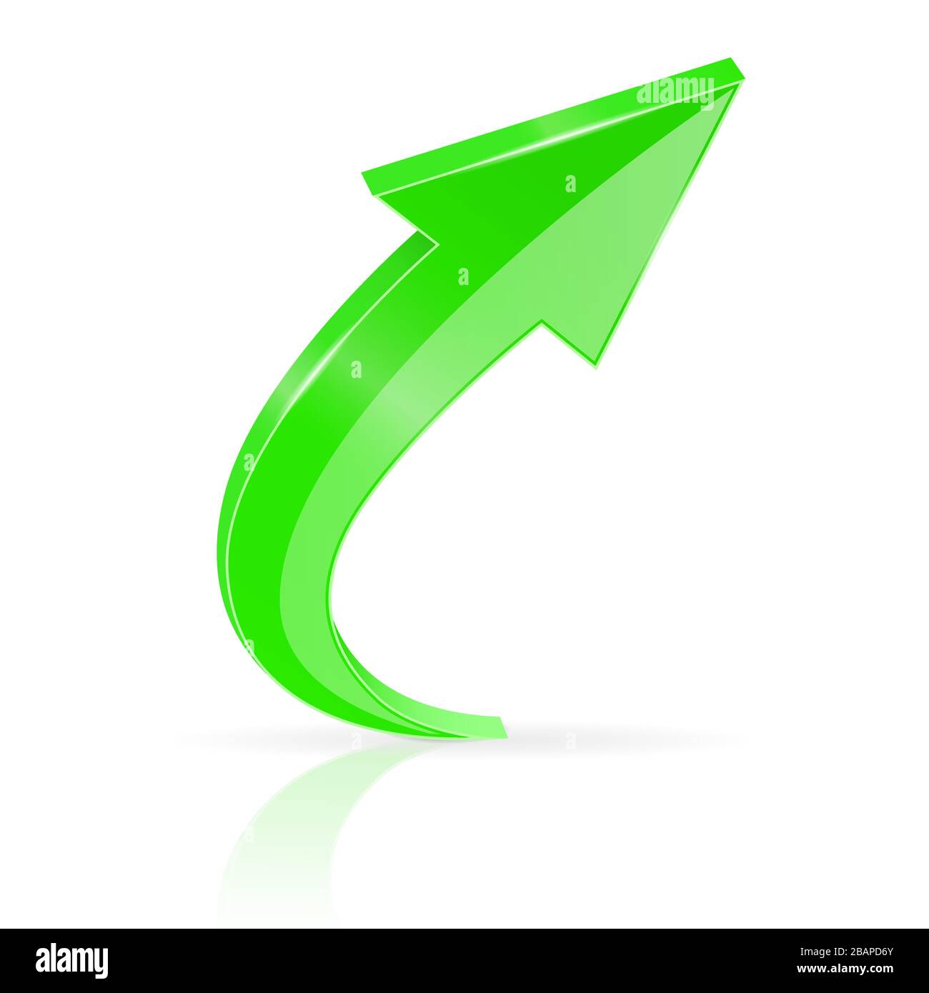 Green UP arrow. Shiny 3d icon Stock Vector