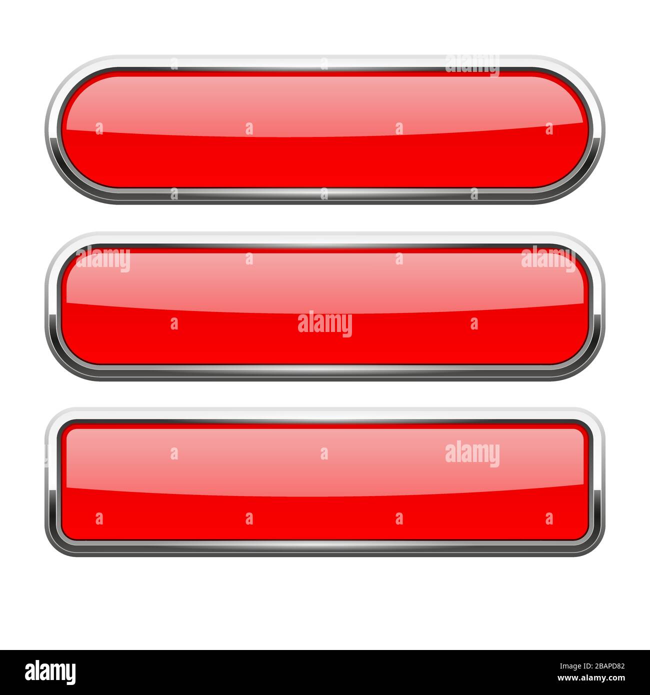 Red glass buttons with metal frame Stock Vector