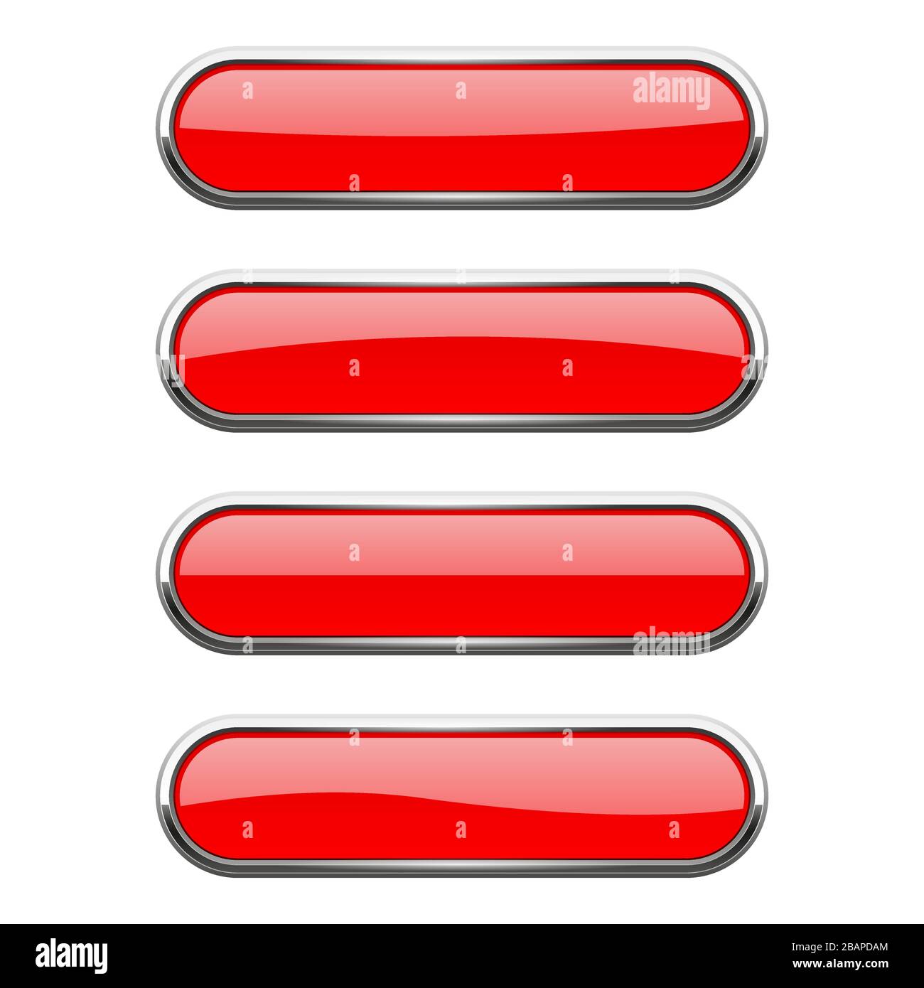 Red glass buttons with metal frame Stock Vector