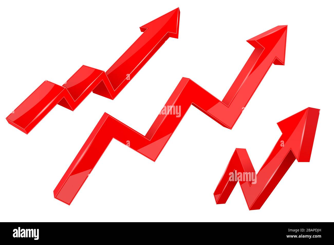 Financial indication arrows. Up red shiny 3d graph Stock Vector