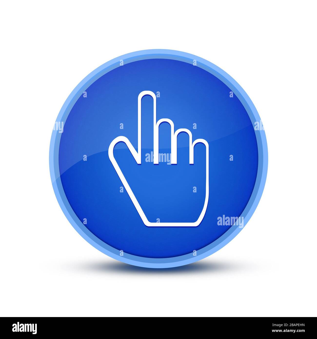Hand icon isolated on blue round button abstract button abstract illustration Stock Photo