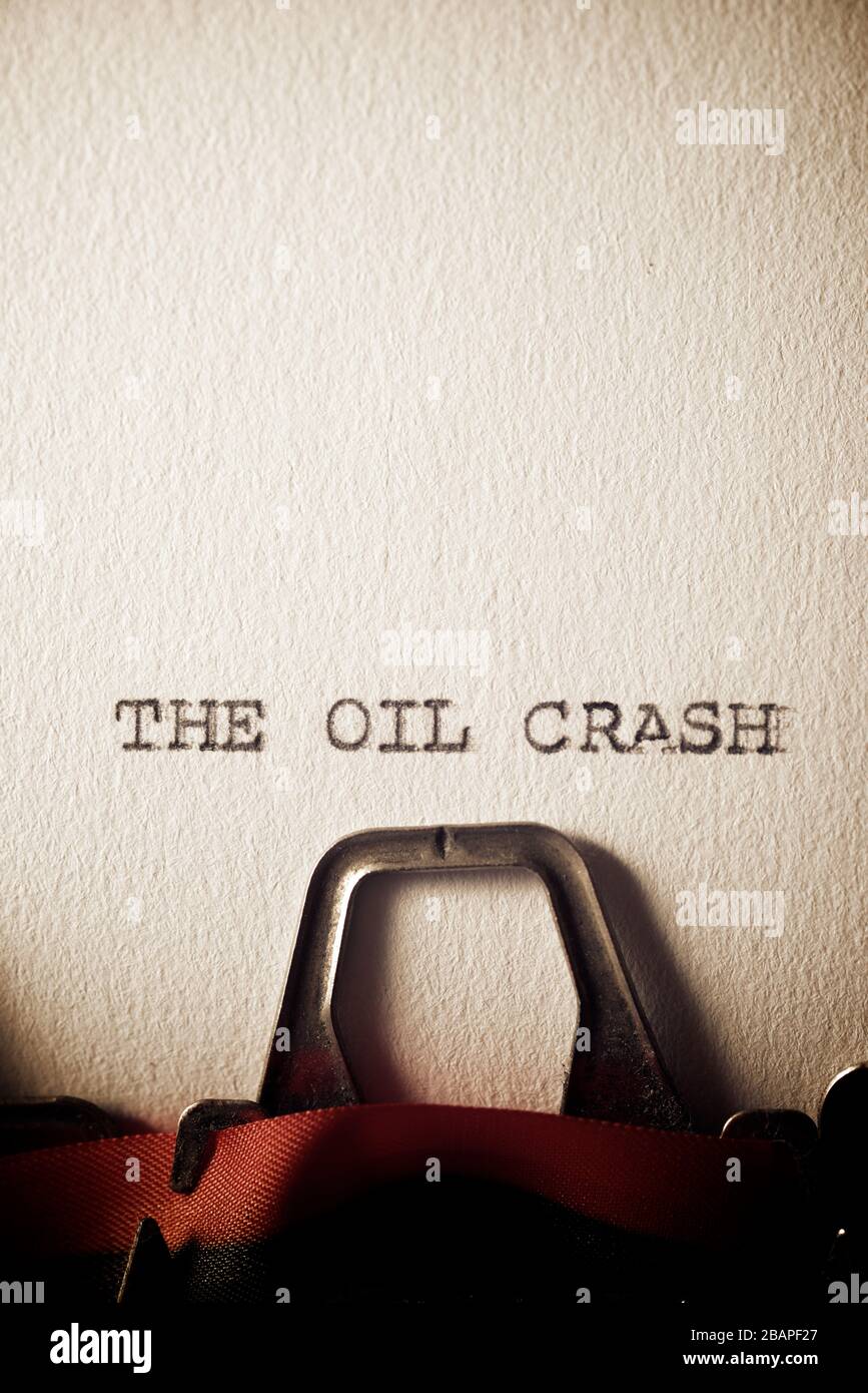 The sentence, The Oil Crash, written with a typewriter Stock Photo Alamy